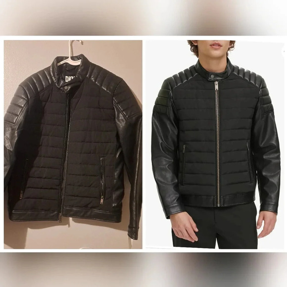 DKNYC Other - DKNY Mixed Media Quilted Racer Men's Jacket